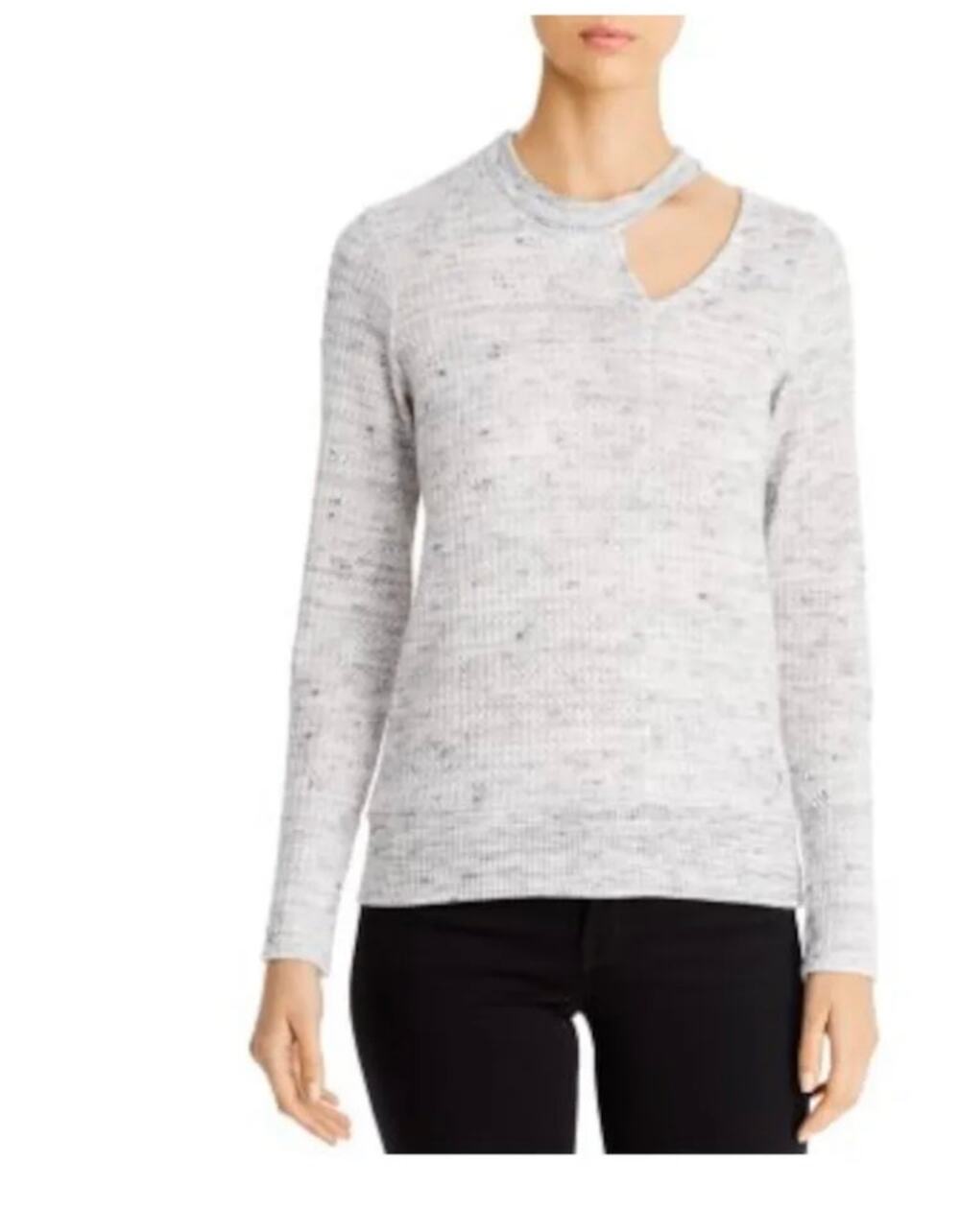 Boutique Brand Red Haute Gray waffle knit cut out Long Sleeve Top S